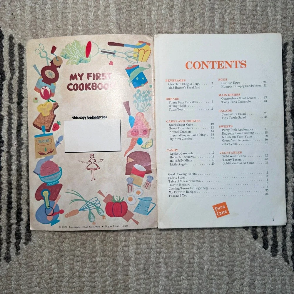 Vintage‎ 1972 Imperial Sugar My First Cookbook Kids Recipe Book